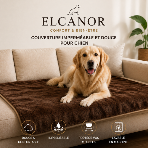 ELCANOR Douceur Protect – couverture imperméable et douce pour chien