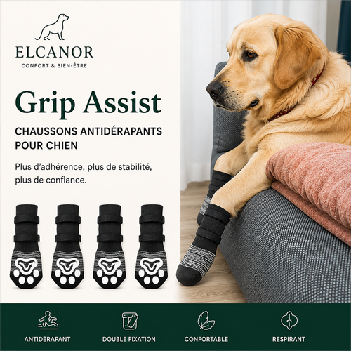 ELCANOR Grip Assist – chaussons antidérapants pour chien