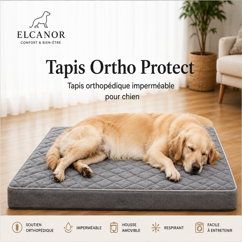 ELCANOR Ortho Protect – tapis orthopédique imperméable pour chien gris