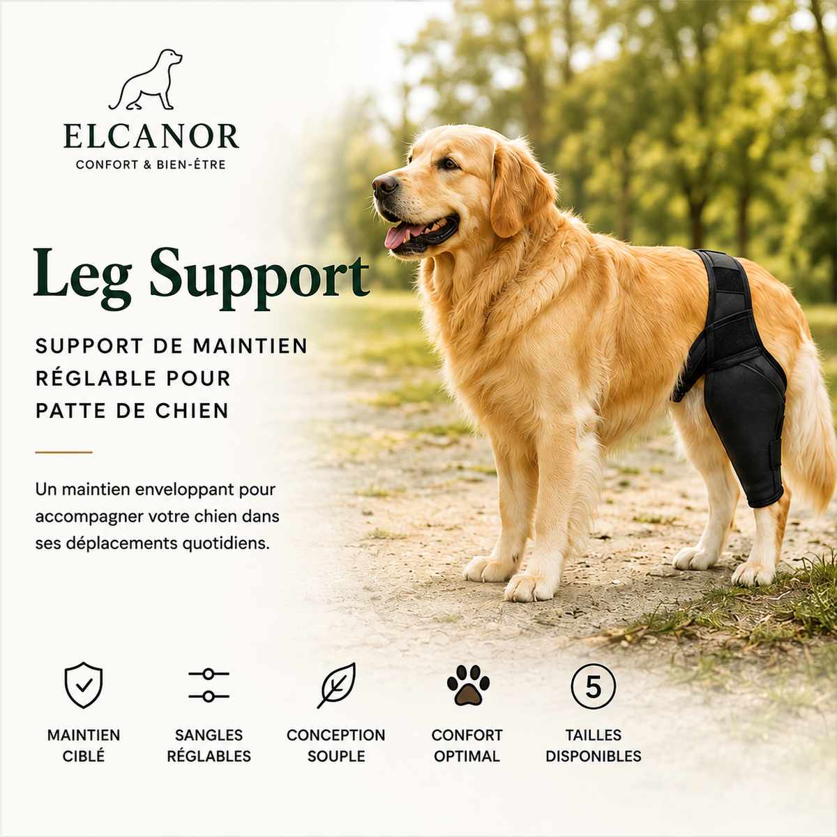 ELCANOR Leg Support – support réglable pour patte de chien