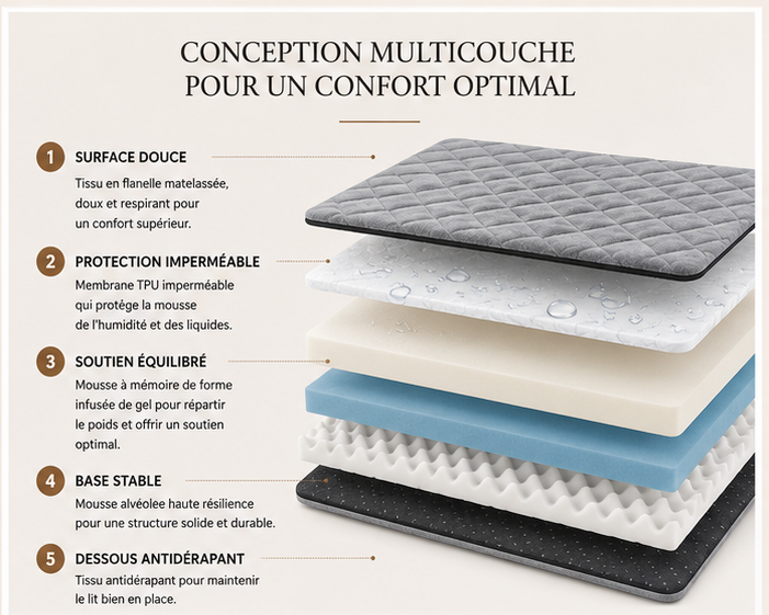 ELCANOR Ortho Confort – conception multicouche du lit orthopédique pour chien