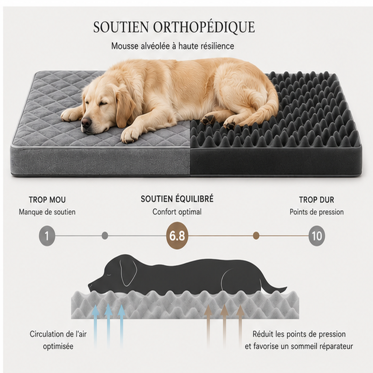 Mousse alvéolée et soutien du Tapis Ortho Protect
